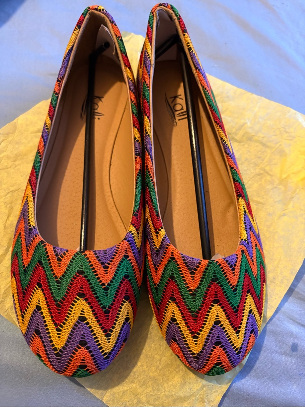 Kali Multicolor Zigzag Knit Ballet Flats — Red, Green, Orange, Purple, Yellow